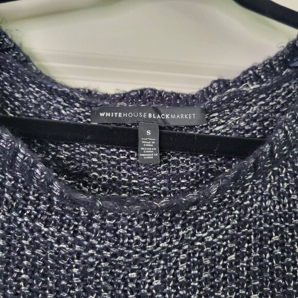 White House Black Market Women's Navy, Silver Metallic Long Tunic Sweater Size S - Picture 6 of 11